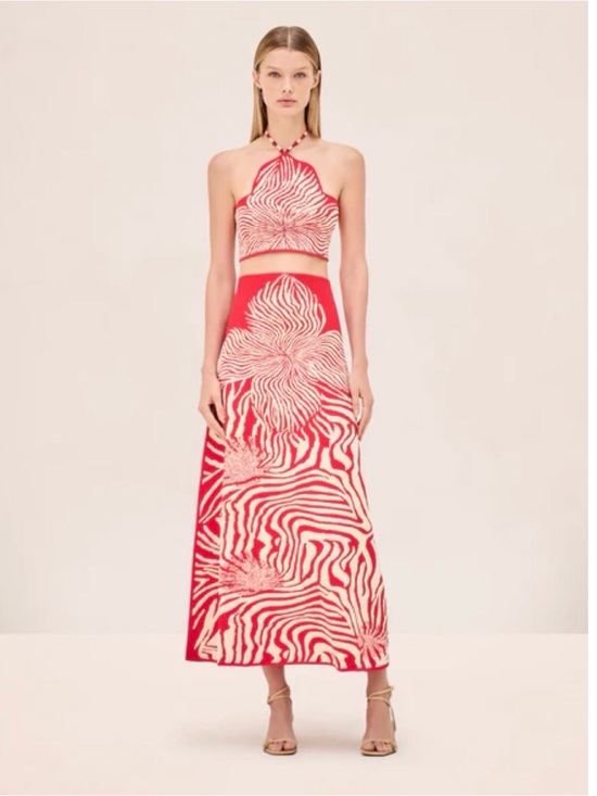 Alexis Dresses & Skirts - Alexis Jazlyn Skirt Set- Red and Cream Printed Maxi Skirt Set